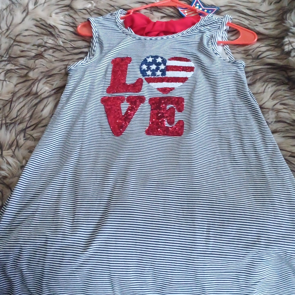 BTWEEN patriotic sequen encrusted swing top